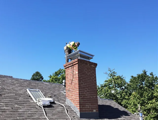 Buckeye Chimney Sweep technician measuring a chimney cap in Buckeye, AZ