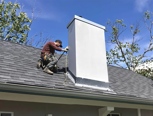 Buckeye Chimney Sweep team member finishing chimney construction in Buckeye, AZ