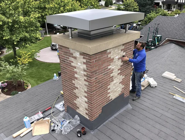 Buckeye Chimney Sweep team working on a custom chimney remodel in Buckeye, AZ